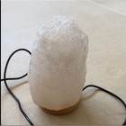 White Himalayan Salt Lamp Usb Powered Natural Crystal Rock Light With Wood Base