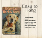 Yellow Lab Dog Coffee Bar Sign Bark Brew Kitchen Labrador Funny Metal Tin Golden