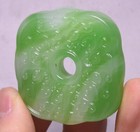 4cm Rare Old Chinese Green Jade Carving Beast Face Yu Bi Coin Amulet Pendant