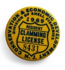 1969 Clamming License Nj New Jersey Division Of Shell Fisheries Pin Button Badge