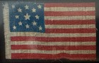 Circa 1876 Antique 13 Star Centennial American Parade Flag Folk Art Medallion