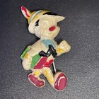 1940 s Disney Pinocchio Jewelry Rare Hand Painted Plastic Pin Signed