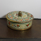 Vintage Round Flowered Metal Tin