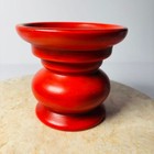 Vintage Haeger Red Ceramic Pillar Candle Holder Distressed Mcm