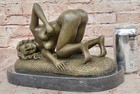 Beautiful Signed Art Nouveau Gilt Bronze Sculpture Figure Statue Naked Nude Girl