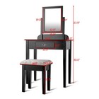 Makeup Desk Vanity Dressing Table Set W square Mirror Stool 1 Large Drawer Black