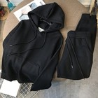 Fleece-lined Hoodie And Pants 2-piece Set     Thickened Warm Casual Outfit