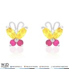 14k Solid White Gold Citrine   Ruby Butterfly Baby Screwback Stud Kids Earrings