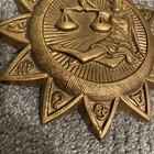 Vintage Celestial Sun Star Libra Zodiac Astrology Plaque Gold Tone Decor 