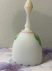 Vintage Fenton Matte White Satin Small Hand Paintedfloral  Bell   Signed   4 25 