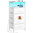 Led Nightstand W  Charger Station Music Sync Display Shelf Multi-use Furniture