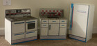 Vtg 1950s 60s Wolverine Toy Playtime Metal Kitchen Set Stove Refrigerator   Sink