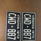 Virginia 1972 License Plates Pair Set Cwd-887 Matching Plate Number