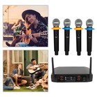 Wireless Microphone System 4 Channel Pro Audio Uhf 4 Handheld Dynamic Mic Party   