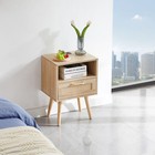 15 75  Rattan End Table Power Outlet   Usb Ports Modern Nightstand Drawer Solid