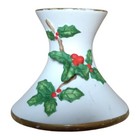 Lefton China Holly Berry Candlestick Holder Hand Painted 1986 Vintage Christmas