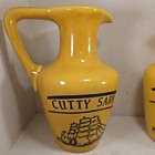 Lot Of 2 Vintage Cutty Sark Scotch Whiskey 24 Ounce Ceramic Yellow Bar Pitcher
