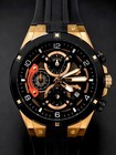 Sollen Men s Quartz Chronograph Date Analog Watch Black gold Dial Rubber Strap