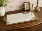 Gold Tone Rectangular Mirrored Vanity Tray 16    Florentine Hollywood Regency