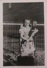 Cute Adorable Little Girl With Large Antique Dolls  stroller vtg 1940s Photo b w