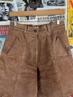 Vintage 80s-90s Khaki Tan Brown High Rise Leather Shorts 30-32  Elastic Waist
