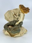 Vintage Mermaid   Shell Figurine Statue Coastal Decor Bookend Ocean Beach House