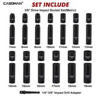 27 Pcs 3 8  Drive Impact Socket Set Deep shallow Metric 7mm-19mm 6 Point Cr-v