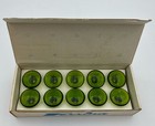 Set 10 Vintage Mid Century Swedish Verrina Knobs Green Nos Box Beautiful Rare