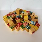 Vintage Wood Building Blocks Numbers Alphabet 71 Block Bundle - Crafts   Decor