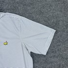 Masters Golf Shirt Mens Xl White Blue Striped Performance Polo Augusta National