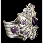William Spratling Mexican Sterling Silver Amethyst Sunburst Cuff Bracelet 162g