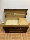 Vintage Wood Steamer Trunk W Tray Chest Coffee Table Storage Box Antique Brown