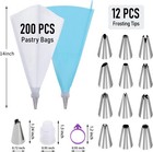 Piping Bags And Tips Set 200pcs 12 Inch Pastry Bags Icing Bags Disposable F