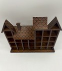 Vintage Wooden Thimble House Display Shadowbox Wall Shelf Holds 25 8   x10   