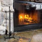 Fireplace Set With Stand  Brush  Shovel Scoop  Poker  Tongs  Steel 