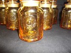 Wheaton Nj Amber Glass Embossed Sunflower Canisters Jars Set Of 8 Vintage 1970 s