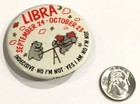 Libra Retro Vintage Zodiac Star Sign September October Button Pin Au1