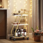 Bar Cart  3-tier Home Bar Serving Cart With Wheels  Drink Cart With Glass Hol   