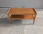 Vintage Mid Century Danish Modern Oak Wood Coffee Table Rolling Bar Cart R24