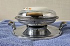 Antique 1920s Royal Rochester Waffle Iron Porcelain Floral Chrome Art Deco 12800