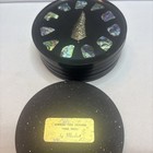 Set Of Six New Zealand Black Resin Coasters Paua Shell  Kiwi Bird   Silver Fern