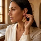 Gold Filigree Chandelier Earrings     Vintage-inspired Statement Dangle Earrings