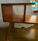 Vintage Aromic Mid Century Modern Pine 2-tier End Table Varnished Hand Crafted