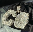 3ct Round Cut Any 2 Initial Custom Letter Pendant Moissanite 925 Sterling Silver