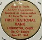1964 Lexington  Oh  150th Anniversary Wooden Nickel - Token Ohio