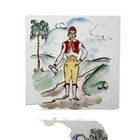 Vtg Folk Art Ceramic Wall Tiles Hand Painted European Countryside Set Of 3 3x3