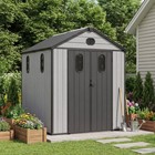 Aoodor 6 1x7 5 Ft Outdoor Storage Shed Resin Tool House Lockable Door 4 Windows