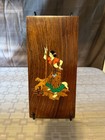 Vintage Indian Rosewood Inlay Plaque Woman In Sari Dogs Handcrafted Marquetry 
