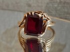 Unusual Art Nouveau Jugendstil 9ct Gold Hand And Flower Ruby Ring  Rare