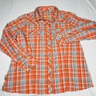 Cabelas Xpg Womens Xl Orange Plaid Insect Defense Long Sleeve Hiking Shirt